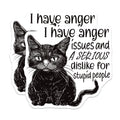 (2 Pack) Sarcastic Black Cat Magnets - Anger Issues Quote - Funny Cat Lover Humor - 5 Inches On Longest Side - Thick Durable Magnet - Made in USA - MAG36665