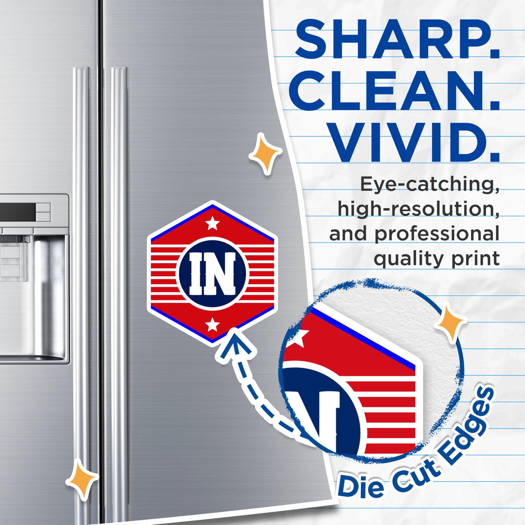 (2 Pack) Indiana State Pride Magnets - Patriotic in State Symbol Decor - American Flag Theme Refrigerator Magnets - 5 Inches On Longest Side - Thick Durable Magnet - Made in USA - MAG19375