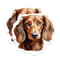 (2 Pack) Long Haired Dachshund Magnets - Red Dachshund Art - Wiener Dog Lover Decor - Sausage Dog Head Magnet - 5 Inches On Longest Side - Thick Durable Magnet - Made in USA - MAG24785