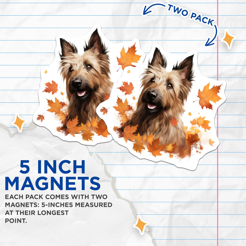 (2 Pack) Scruffy Dog Magnets - Autumn Leaves Decor - Pet Lover Home Accent - 5 Inches On Longest Side - Thick Durable Magnet - Made in USA - MAG27418
