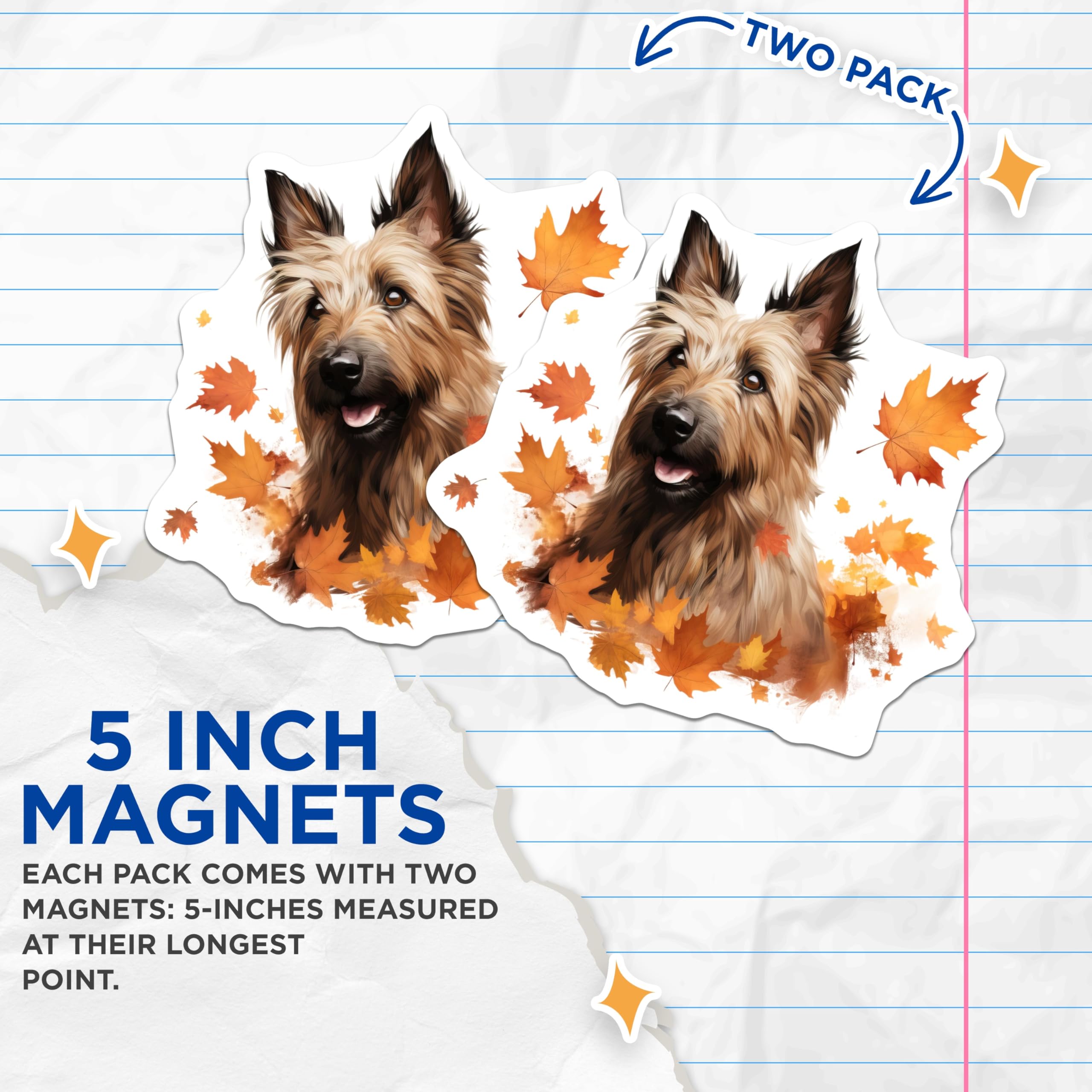 (2 Pack) Scruffy Dog Magnets - Autumn Leaves Decor - Pet Lover Home Accent - 5 Inches On Longest Side - Thick Durable Magnet - Made in USA - MAG27418