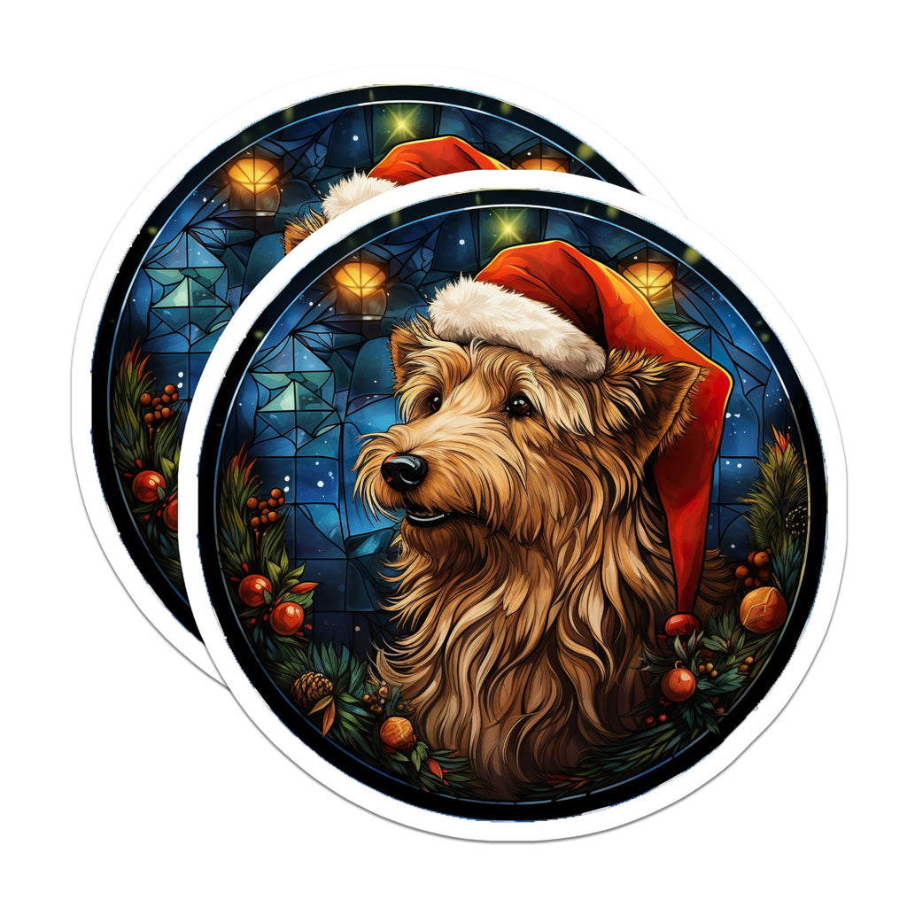 (2 Pack) Christmas Dog Magnets - Santa Hat Terrier - Festive Pet Home Decor - 5 Inches On Longest Side - Thick Durable Magnet - Made in USA - MAG28702