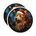 (2 Pack) Christmas Dog Magnets - Santa Hat Terrier - Festive Pet Home Decor - 5 Inches On Longest Side - Thick Durable Magnet - Made in USA - MAG28702