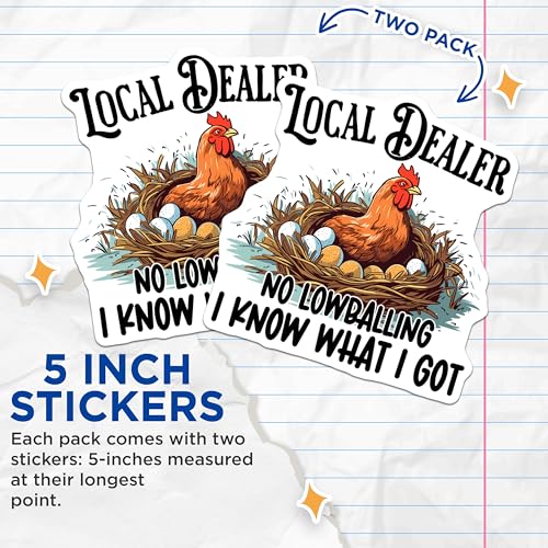 (2 Pack) Local Dealer Stickers - No Lowballing - Know What I Got - 5" On Longest Side - Sticks to Smooth Flat Surfaces - Made in USA - BMCS9952