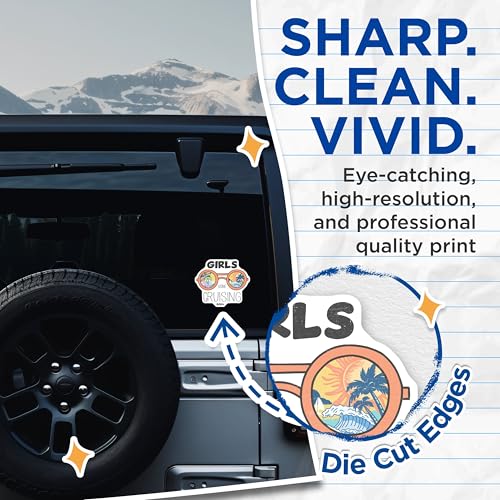 (2 Pack) Girls Gone Cruising Stickers - Beach Theme - Travel Stickers - 5" On Longest Side - Sticks to Smooth Flat Surfaces - Made in USA - BMCS6457