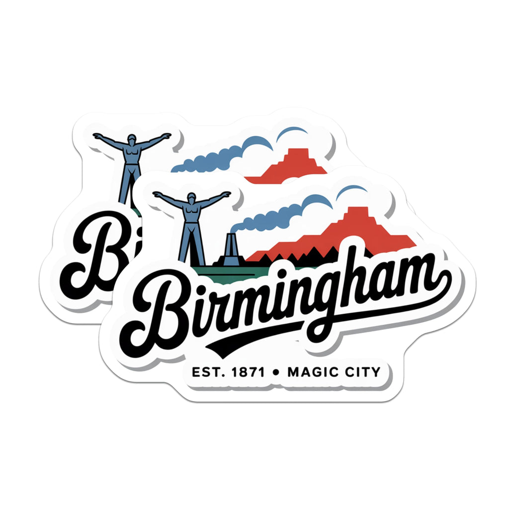 (2 Pack) Birmingham Alabama Magnets - Magic City Decor - Southern Souvenir Item - 5" On Longest Side - Premium Magnet - for Cars, Refrigerators, Toolboxes, Lockers - Made in USA - MAG17756