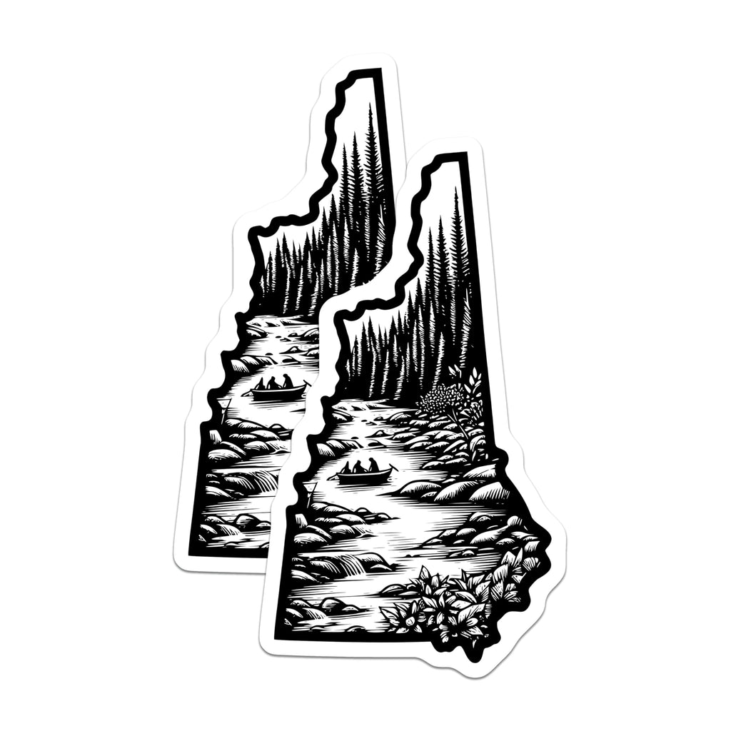 (2 Pack) New Hampshire State Magnets - Scenic River Canoe Adventure - Pine Forest NH Travel Decor - 5 Inches On Longest Side - Thick Durable Magnet - Made in USA - MAG21804
