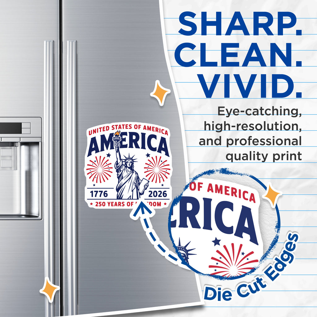 (2 Pack) America 250th Anniversary Magnets - Statue of Liberty Decor - United States Freedom Pride - 5 Inches On Longest Side - Thick Durable Magnet - Made in USA - MAG37546