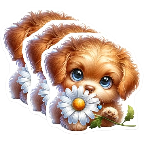 (3 Pack) Cute Puppy Decals - Adorable Dog Stickers - Laptop Decals - 3 Inches On Longest Side - Easy Peel & Apply - Made in USA - 3MCS8158