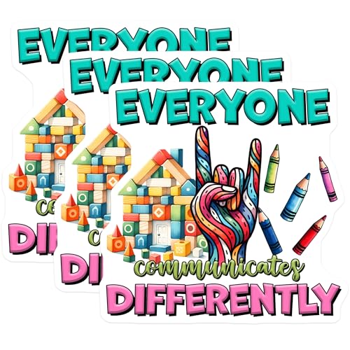 (3 Pack) Autism Awareness Decals - Communication Styles - Neurodiversity Stickers - 3 Inches On Longest Side - Easy Peel & Apply - Made in USA - 3MCS1993