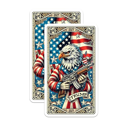 (2 Pack) Patriotic Eagle Stickers - American Eagle with Flag Stickers - Independence Day Stickers - 5" On Longest Side - Sticks to Smooth Flat Surfaces - Made in USA - BMCS5527