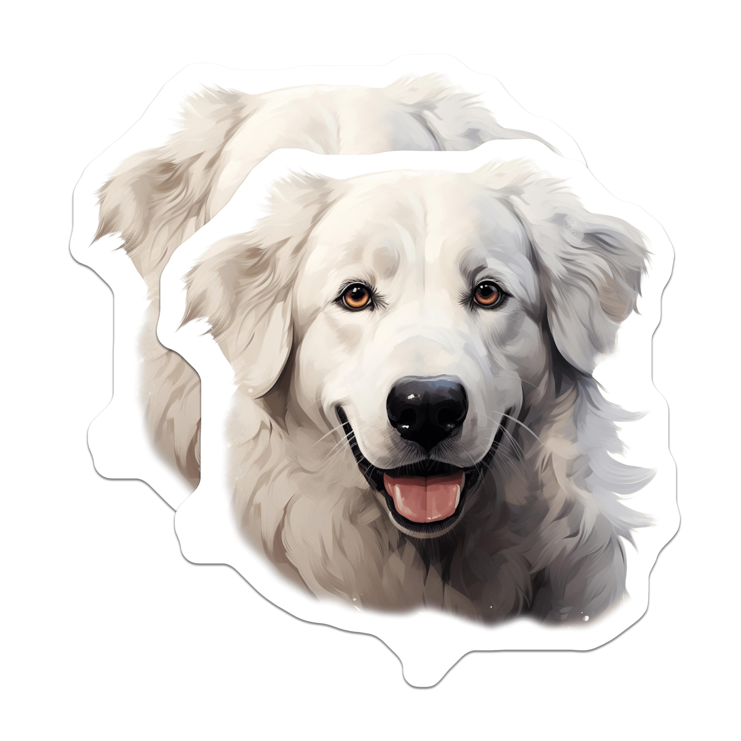 (2 Pack) Great Pyrenees Dog Magnets - White Fluffy Canine Art - Happy Smiling Pet Decor for Fridge Display - 5 Inches On Longest Side - Thick Durable Magnet - Made in USA - MAG23829