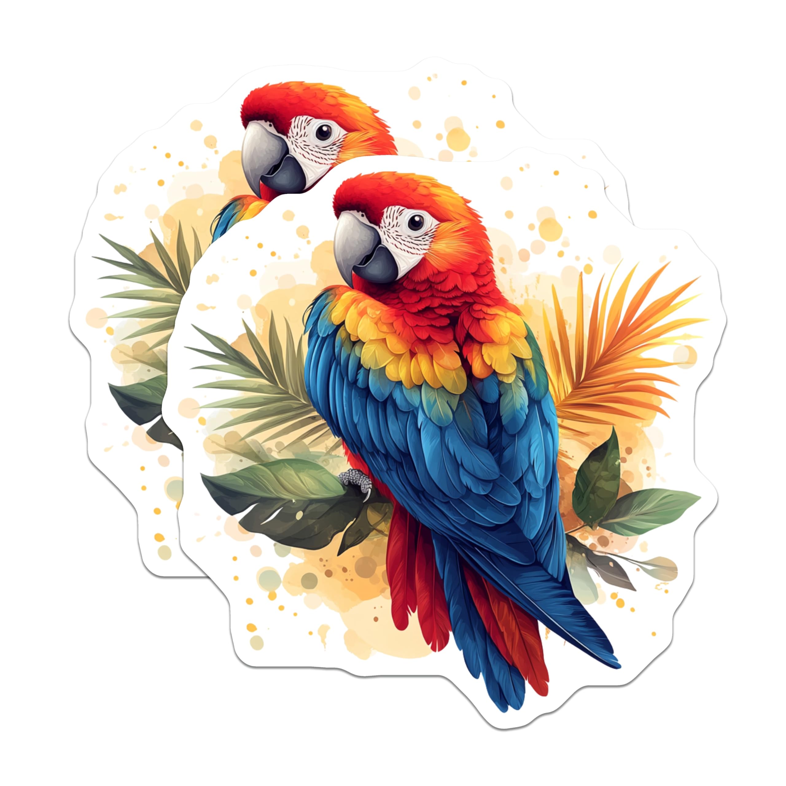 (2 Pack) Vibrant Macaw Magnets - Tropical Parrot Decor - Exotic Bird Refrigerator Art - 5 Inches On Longest Side - Thick Durable Magnet - Made in USA - MAG29429
