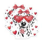 (2 Pack) Dalmatian Dog Heart Sunglasses Stickers - Cute Valentine Dog - Love Puppy Stickers - 5" On Longest Side - Sticks to Smooth Flat Surfaces - Made in USA - BMCS5885