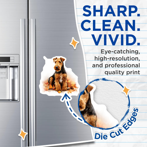 (2 Pack) Airedale Terrier Magnets - Autumn Dog Art Decor - Pet Lover Refrigerator Magnets for Dog Moms - 5 Inches On Longest Side - Thick Durable Magnet - Made in USA - MAG29810