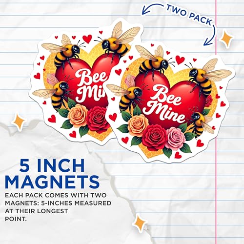 (2 Pack) Romantic Decor Magnet - Valentine's Day - 5" On Longest Side - Sticks to Smooth Flat Surfaces - Made in USA - MAG9859