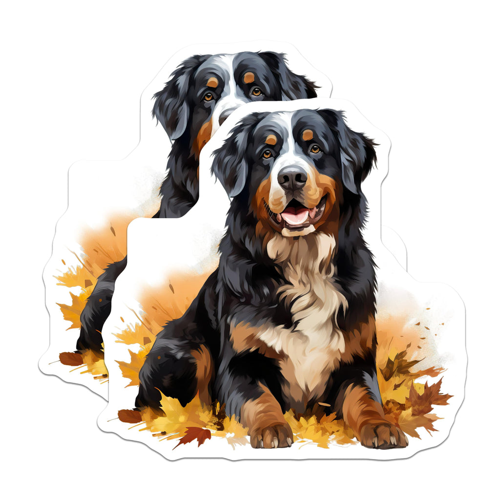 (2 Pack) Bernese Mountain Dog Magnets - Dog Lover Decor - Autumn Fall Fridge Magnet - 5 Inches On Longest Side - Thick Durable Magnet - Made in USA - MAG26374