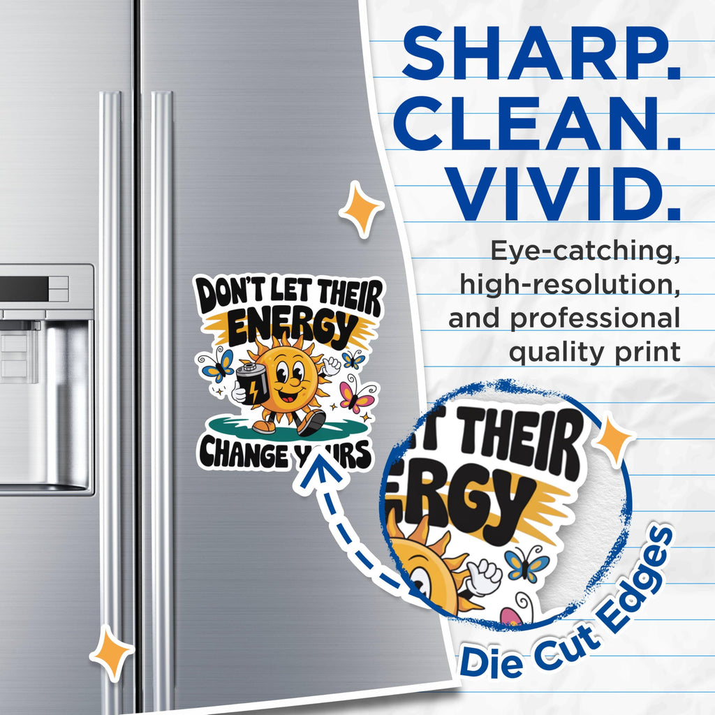 (2 Pack) Motivational Sun Magnets - Inspirational Phrase Magnets - Positive Energy Magnets- 5" On Longest Side - for Fridges, Toolboxes, Cars - Made in USA - MAG2914