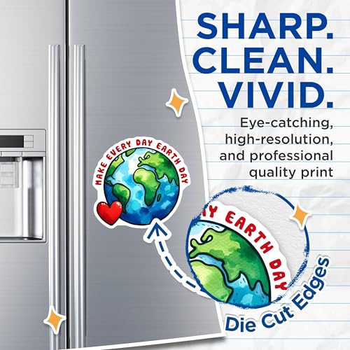 (2 Pack) Eco Friendly Decor Magnet - Reusable Planet Stickers - 5" On Longest Side - Sticks to Smooth Flat Surfaces - Made in USA - MAG9753