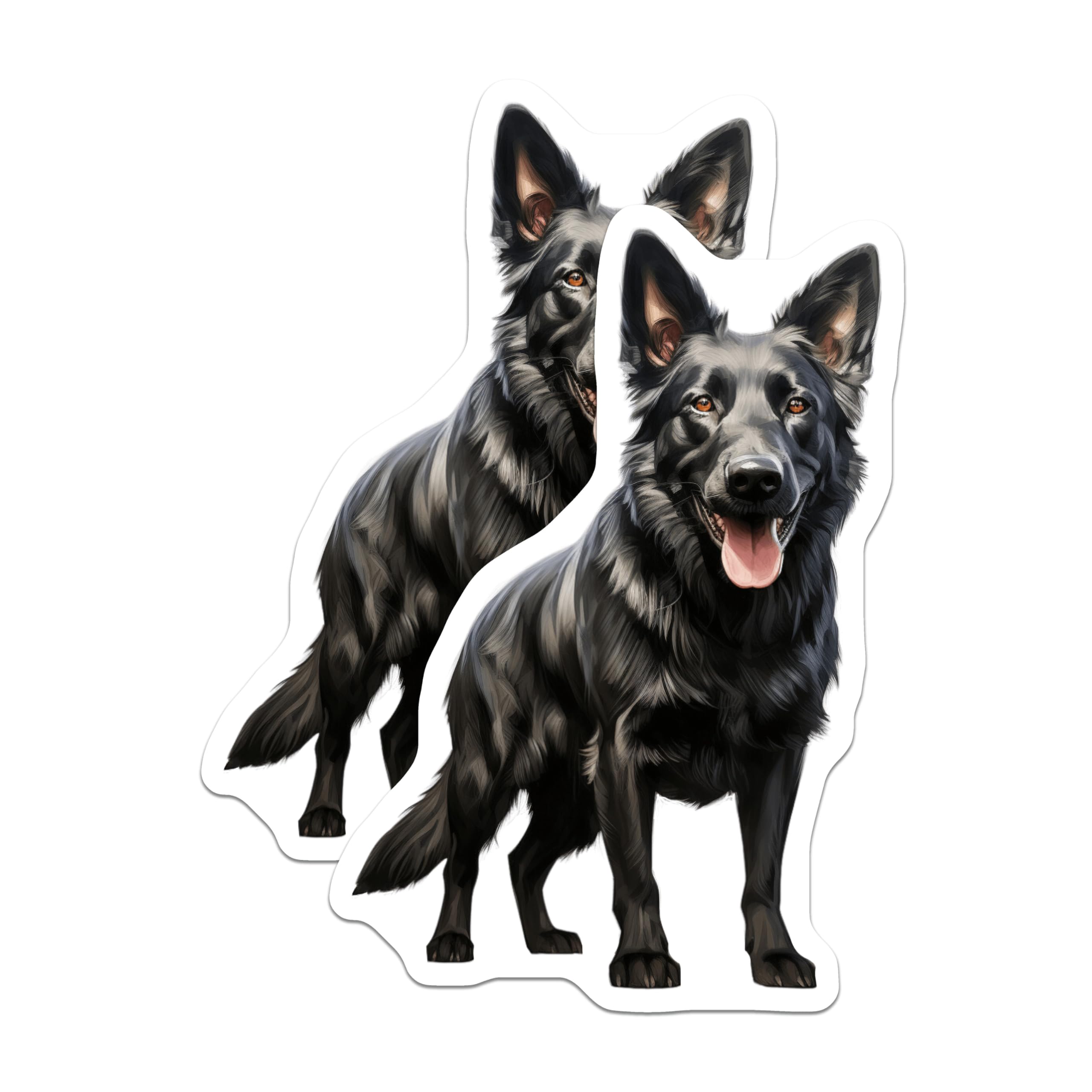 (2 Pack) Black German Shepherd Magnets - Dog Owner Decor - Canine Art Accents - 5 Inches On Longest Side - Thick Durable Magnet - Made in USA - MAG29419