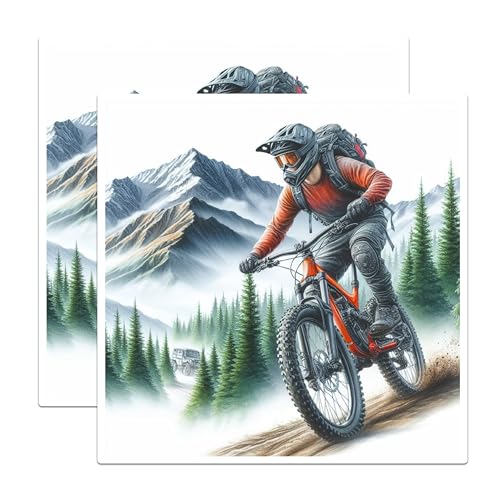 (2 Packs) Mountain Biking Riding in The Mountains Magnets - Mountain Biking Magnets - 5 Inches On Longest Side - Premium Magnet - for Fridges, Toolboxes, Cars - Made in USA - MAG2497