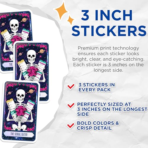(3 Pack) Serial Dater Decals - Skeleton Laptop Decal - Dating App Stickers - 3 Inches On Longest Side - Easy Peel & Apply - Made in USA - 3MCS8753