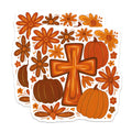 (2 Pack) Autumn Cross Magnets - Rustic Pumpkin Art - Christian Fall Kitchen Decor - 5 Inches On Longest Side - Thick Durable Magnet - Made in USA - MAG28753