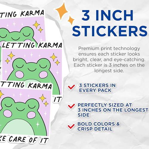 (3 Pack) Karma Frog Decals - Laptop Decal - Funny Frog Sticker - 3 Inches On Longest Side - Easy Peel & Apply - Made in USA - 3MCS0235