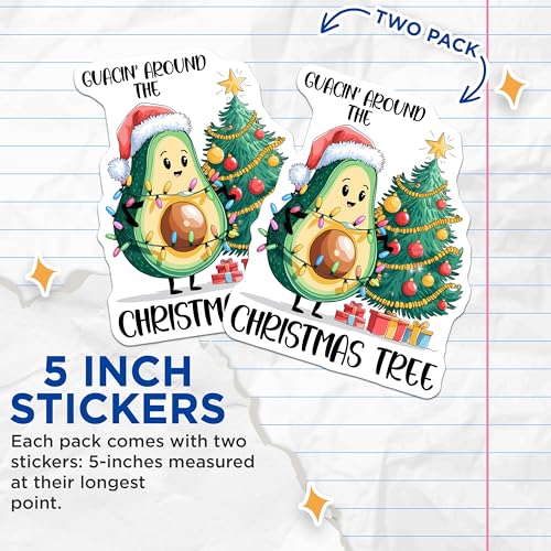 (2 Pack) Avocado Christmas Stickers - 5" On Longest Side - Sticks to Smooth Flat Surfaces - Made in USA - BMCS8387 - BMCS8387