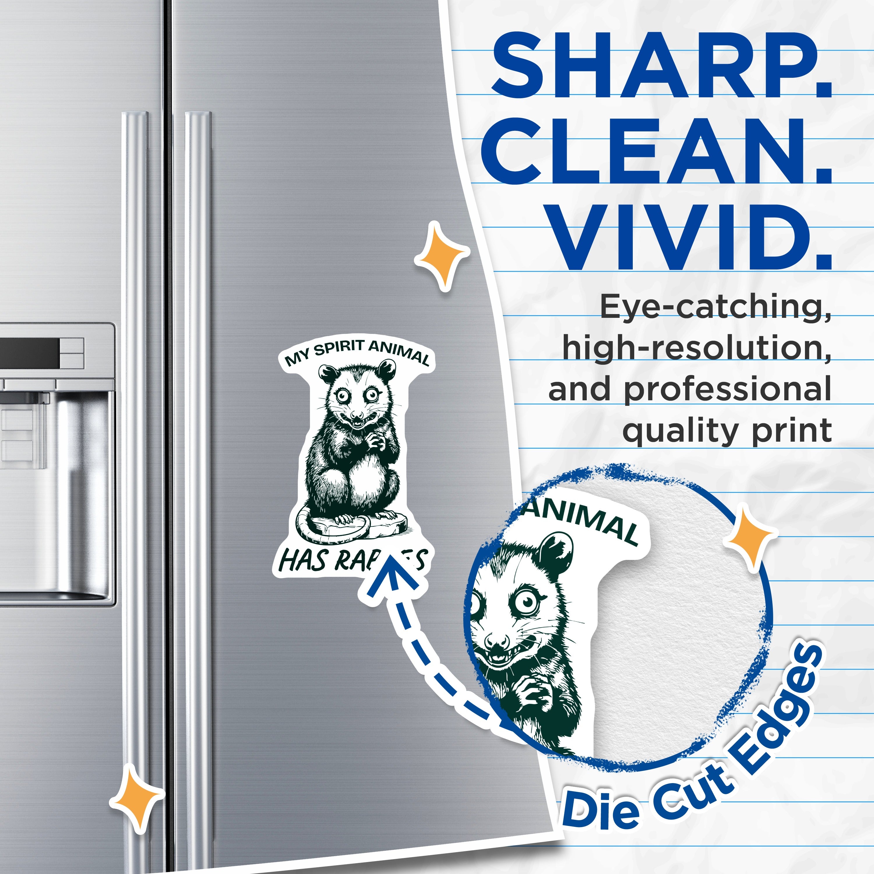 (2 Pack) Opossum Spirit Animal Magnets - Rabies Quote Humor - Sarcastic Meme Item - Quirky Refrigerator - 5 Inches On Longest Side - Thick Durable Magnet - Made in USA - MAG39385