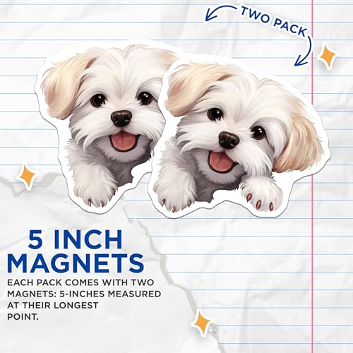 (2 Pack) Adorable Pet Lover Decor Magnet - 5" On Longest Side - Sticks to Smooth Flat Surfaces - Made in USA - MAG10222
