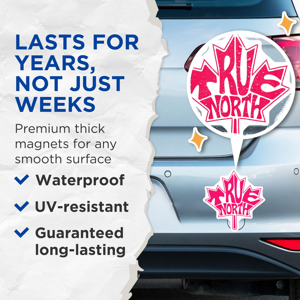 (2 Pack) True North Magnets - Canada Pride Decor - Maple Leaf Fridge Magnets - 5" On Longest Side - Premium Magnet - for Cars, Refrigerators, Toolboxes, Lockers - Made in USA - MAG18568