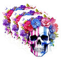 (3 Pack) Floral Skull Decals - Colorful Flower Skull Sticker - Laptop Decal Stickers- 3 Inches On Longest Side - Easy Peel & Apply - Made in USA - 3MCS5892