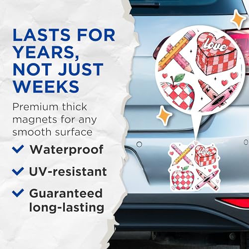 (2 Pack) Cute Heart Magnets - 5" On Longest Side - for Cars, Fridges, Toolboxes - Made in USA - MAG7650
