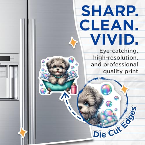 (2 Pack) Adorable Puppy Magnet - Animal Lovers - Fun Bathroom Decor - 5" On Longest Side - Sticks to Smooth Flat Surfaces - Made in USA - MAG9426