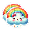 (2 Pack) Cute Rainbow Cloud Magnets - Kawaii Fridge Decor - Nursery Locker Accents - 5 Inches On Longest Side - Thick Durable Magnet - Made in USA - MAG37676
