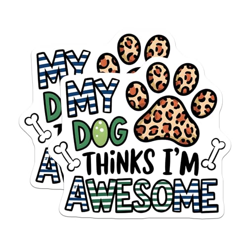 (2 Pack) Dog Lover Stickers - Funny Pet Stickers - Animal Paw Print Stickers - 5" On Longest Side - Sticks to Smooth Flat Surfaces - Made in USA - BMCS6593