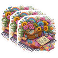 (3 Pack) Flower Basket Decals - Mellow Mood Stickers - Picnic Blanket Decals - 3 Inches On Longest Side - Easy Peel & Apply - Made in USA - 3MCS7600