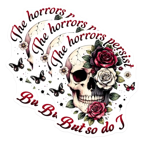 (3 Pack) Skull and Roses Decals - Gothic Laptop Stickers - Floral Skull Decals - 3 Inches On Longest Side - Easy Peel & Apply - Made in USA - 3MCS6148