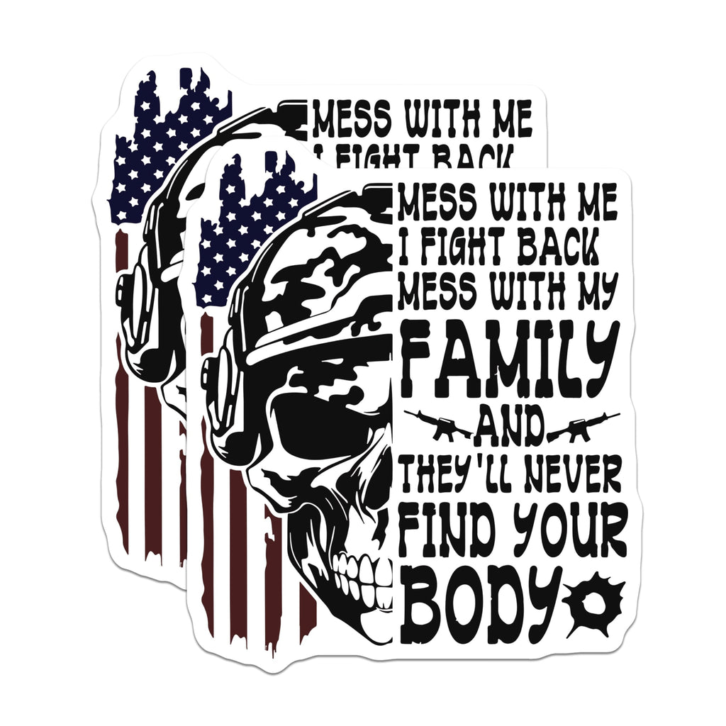 (2 Pack) Funny Skull Stickers - Military Quote Stickers - Dark Humor Sarcasm Stickers - 5" On Longest Side - Sticks to Any Smooth Flat Surface - Made in USA - BMCS3427