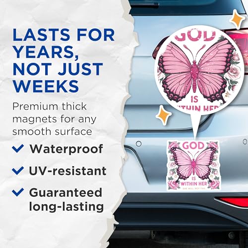 (2 Pack) Butterfly Quote Magnets Magnets - Inspirational Scripture - Floral Butterfly Design - 5" On Longest Side - Made in USA - Sticks to Refrigerators & Metal Surfaces - MAG8815