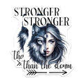 (2 Pack) Stronger Than The Storm Stickers - Motivational Wolf Decal - 5" On Longest Side - Sticks to Smooth Flat Surfaces - Made in USA - BMCS9242 - BMCS9242