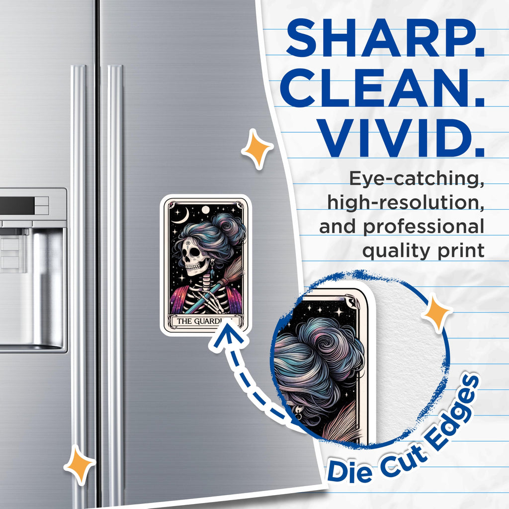 (2 Pack) Skeleton Guardian Magnets - Tarot Card Art - Witchy Celestial Decor - 5 Inches On Longest Side - Thick Durable Magnet - Made in USA - MAG23227