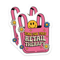 (2 Pack) Retail Therapy Magnets - Funny Shopping Bag Decor - Retro Smiley Face Daisy Kitchen Refrigerator Accessories - 5 Inches On Longest Side - Thick Durable Magnet - Made in USA - MAG23084