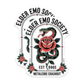 (2 Pack) Elder Emo Society Magnets - 90s Emo Metalcore Crashed Out - Snake Rose Tattoo Style - Retro Alternative Fan Art - 5 Inches On Longest Side - Thick Durable Magnet - Made in USA - MAG20906