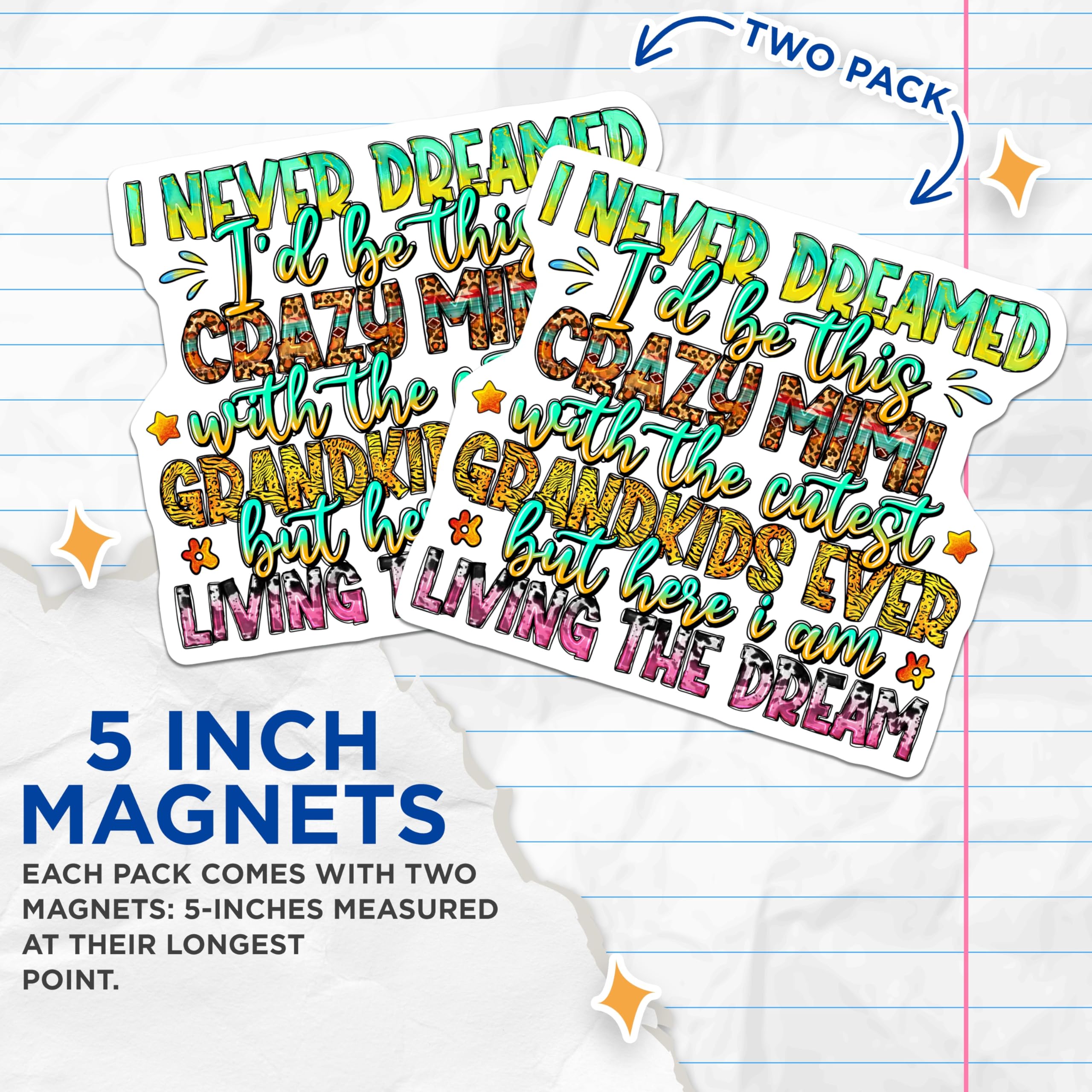 (2 Pack) Crazy Mimi Magnets - Cutest Grandkids Ever - Fun Grandma Accessories - 5 Inches On Longest Side - Thick Durable Magnet - Made in USA - MAG25894
