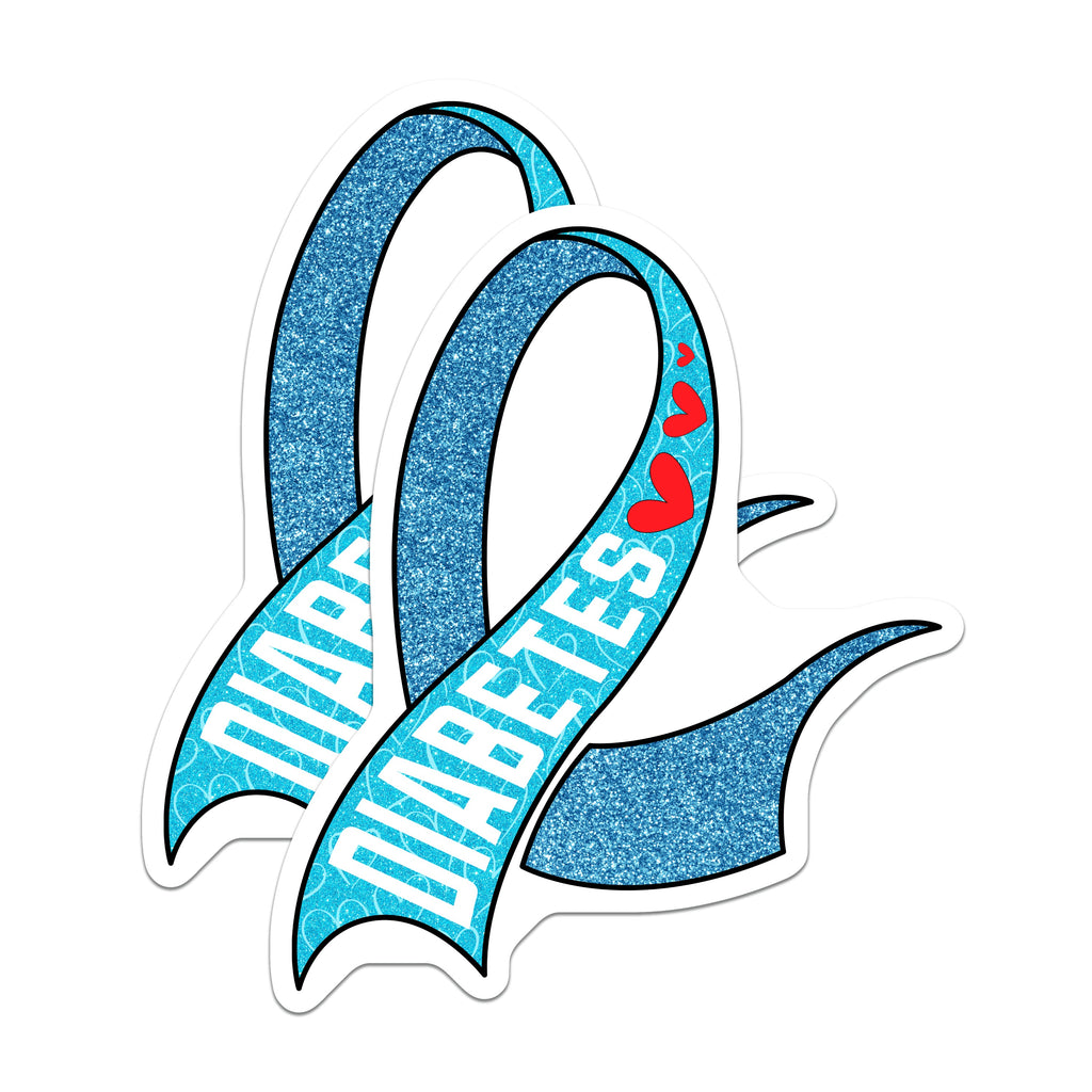 (2 Pack) Diabetes Awareness Magnets - Blue Ribbon Support - Type 1 Type 2 Advocacy - 5 Inches On Longest Side - Thick Durable Magnet - Made in USA - MAG39306