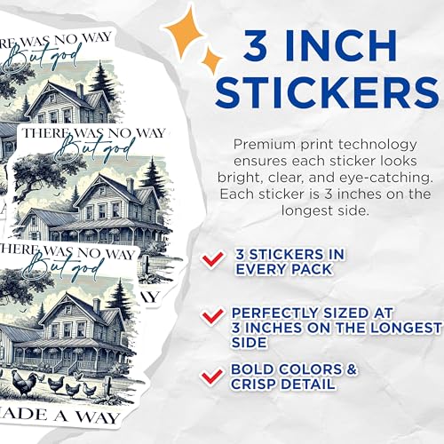 (3 Pack) God Made A Way Decals - Religious Laptop Decals - Inspirational Faith Stickers- 3 Inches On Longest Side - Easy Peel & Apply - Made in USA - 3MCS5342
