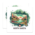(2 Pack) North Dakota Travel Stickers - State Illustration Stickers - Adventure Decal - 5" On Longest Side - Sticks to Smooth Flat Surfaces - Made in USA - BMCS5224