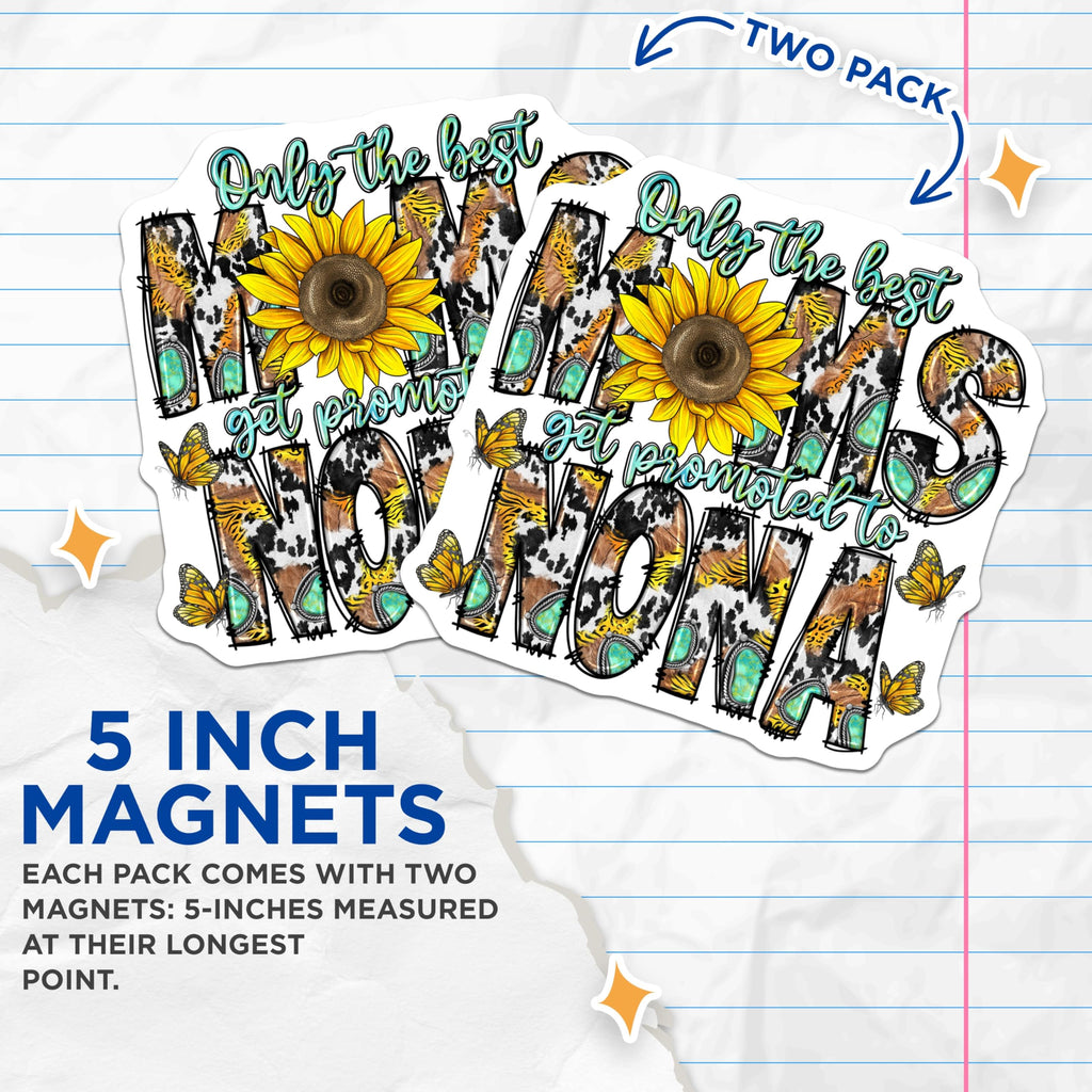 (2 Pack) Nona Promotion Magnets - New Grandmother Announcement - Mothers Day Nona Present - 5 Inches On Longest Side - Thick Durable Magnet - Made in USA - MAG28065